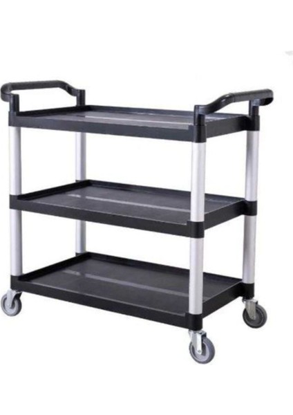 3 Katlı Tekerlekli Servis Arabası, Siyah, Yemek Dağıtımı Için Uygun indirimleri
