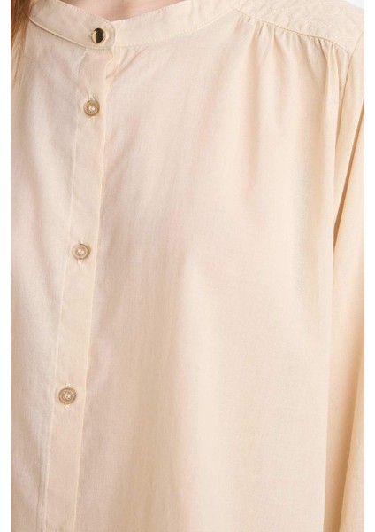 Relax Fit Yuvarlak Yaka Vual Uzun Kollu Gömlek F4978AX25AU indirimleri