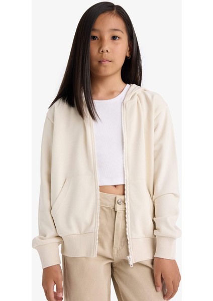 Kız Çocuk Basic Düz Kapüşonlu Fermuarlı Sweatshirt C8110A825AU modelleri