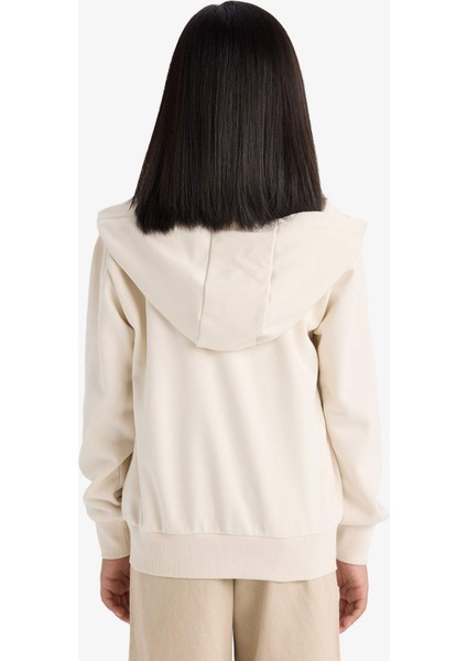 Kız Çocuk Basic Düz Kapüşonlu Fermuarlı Sweatshirt C8110A825AU