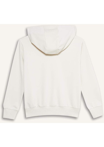 Kız Çocuk Basic Düz Kapüşonlu Fermuarlı Sweatshirt C8110A825AU