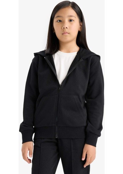 Kız Çocuk Basic Düz Kapüşonlu Fermuarlı Sweatshirt C8110A825AU modelleri