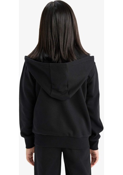 Kız Çocuk Basic Düz Kapüşonlu Fermuarlı Sweatshirt C8110A825AU