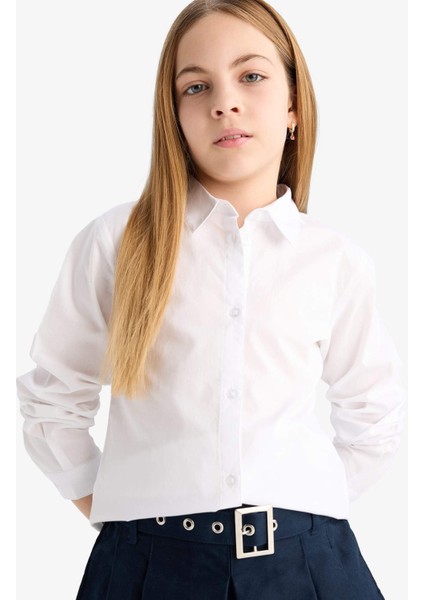 Kız Çocuk Poplin Uzun Kollu Okul Gömleği U4499A625AU