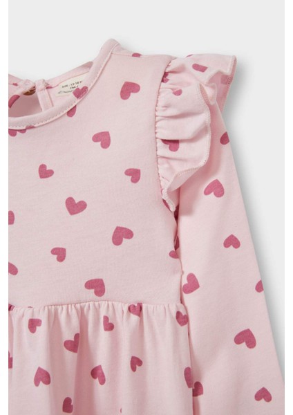 Kız Bebek Kalp Baskılı Uzun Kollu Elbise F4548A525AU fiyatları