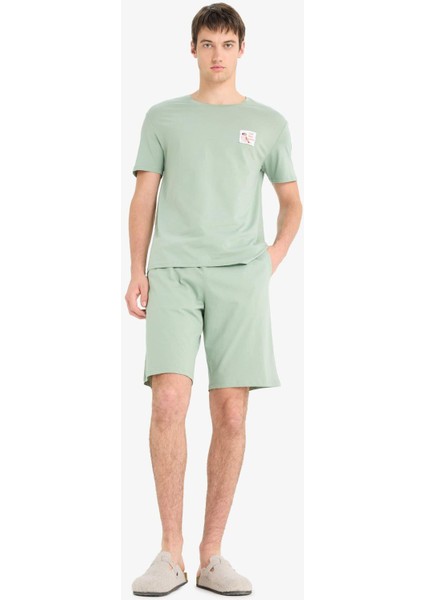 Pijama Takımı Baskılı Kısa Kollu Üst Şort F6184AX25SP