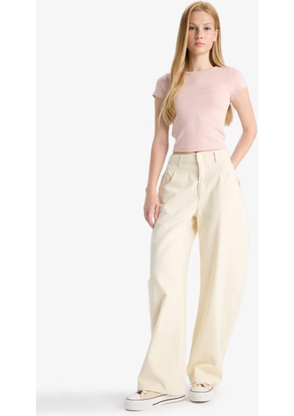 Fitted Bisiklet Yaka Ribana Kısa Kollu Tişört E0288AX25AU modelleri