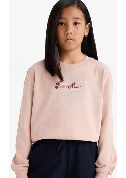 Kız Çocuk Relax Fit Bisiklet Yaka Baskılı Sweatshirt E8817A825AU
