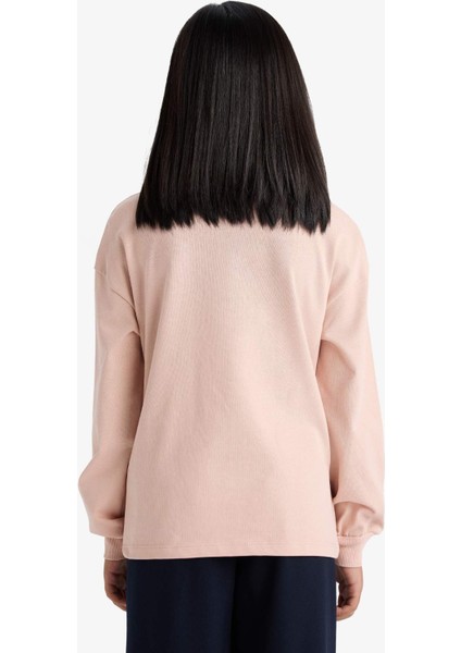 Kız Çocuk Relax Fit Bisiklet Yaka Baskılı Sweatshirt E8817A825AU