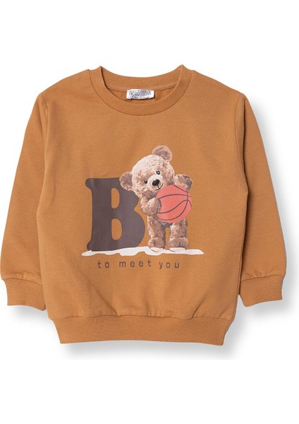 Ayıcık Baskılı Sweatshirt Erkek Bebek