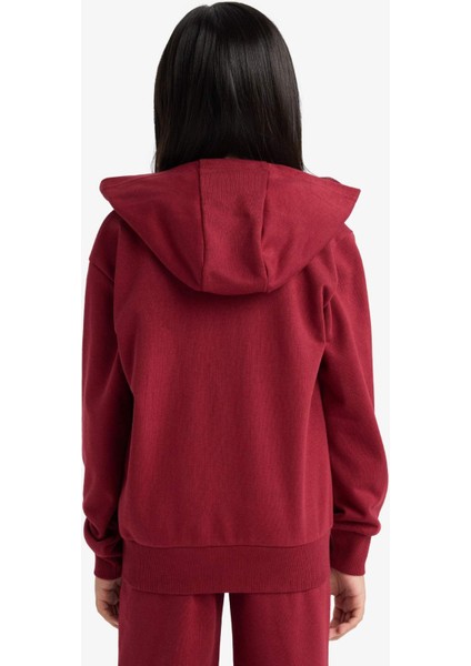 Kız Çocuk Basic Düz Kapüşonlu Okul Fermuarlı Sweatshirt C8110A825AU