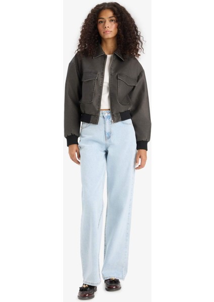 Polo Yaka Fermuarlı Cepli Suni Deri Ceket Mont E8536AX25AU fiyatları