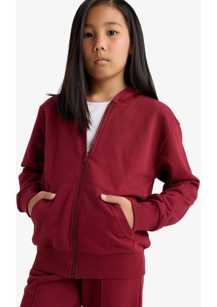 Kız Çocuk Basic Düz Kapüşonlu Okul Fermuarlı Sweatshirt C8110A825AU modelleri