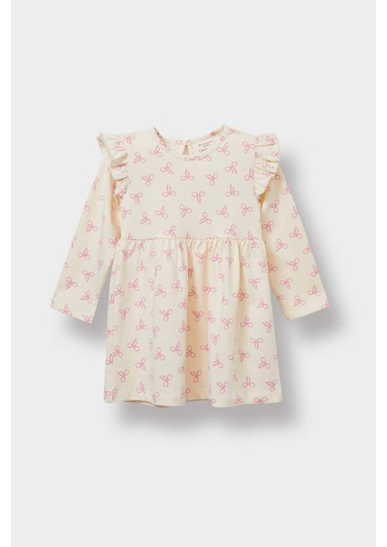 Kız Bebek Desenli Uzun Kollu Elbise F4548A525AU