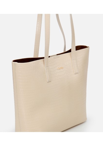 03CAH310670A400 KADIN Deri Ekru Çıkarılabilir Portföy Çantalı Tote Çanta modelleri