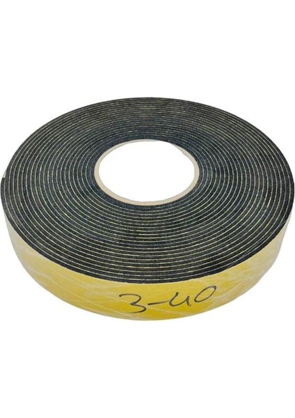 Çift Taraflı Yapışkanlı Epdm Kauçuk Yalıtım Süngeri, 3mm x 40MM, 10M Siyah