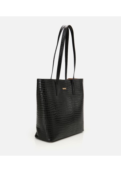 03CAH310670A100 KADIN Deri Siyah Çıkarılabilir Portföy Çantalı Tote Çanta fiyatları