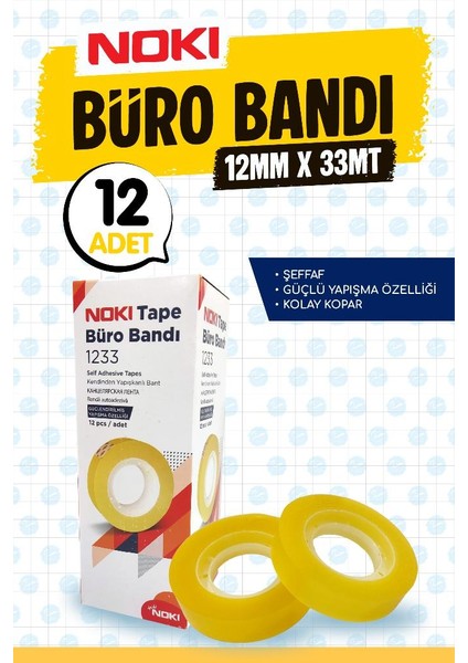 Büro Bandı 12X33 mm Bant Selefon Bant 12 ADET-T1464