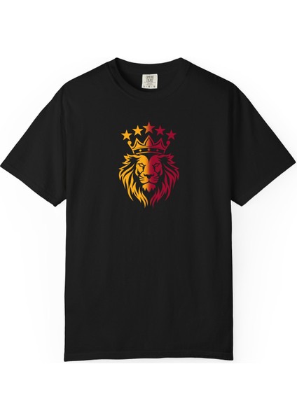 Aslan Baskılı Pamuklu Beyaz Unisex Oversize Tişört