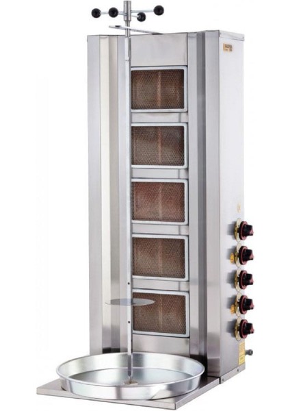 5 Radyanlı Doğalgazlı Döner Ocağı, 20 Kw, Profesyonel, Endüstriyel, Gri