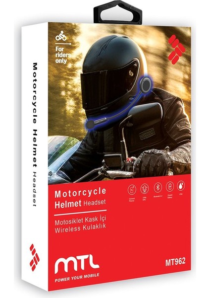 Kask Içi Bluetooth Kulaklık - Otomatik Cevaplama Universal Ios & Android Destekli MT- A962