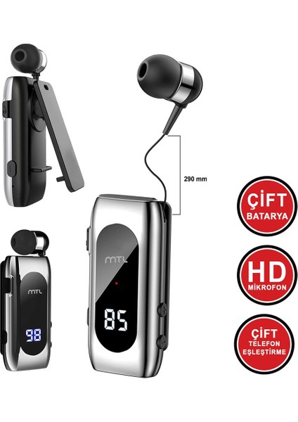 Makaralı Bluetooth Kulaklık Digital Göstergeli Çift Telefon Destekli MT- A982 fiyatları