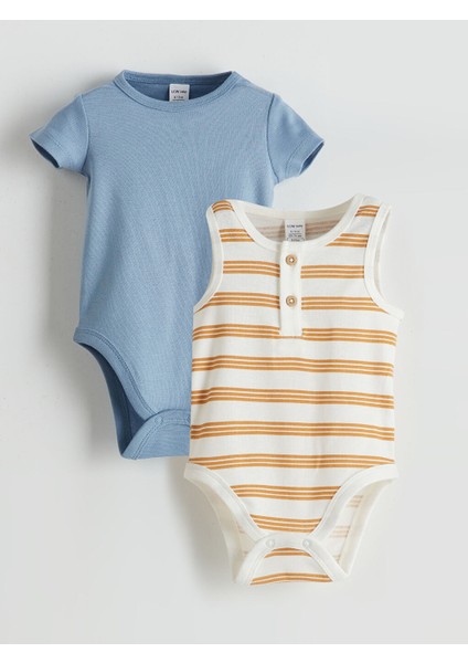 Yeni Sezon Bisiklet Yaka Cizgili Erkek Bebek Citcitli Bodysuit 2'l - S5KJ57Z1