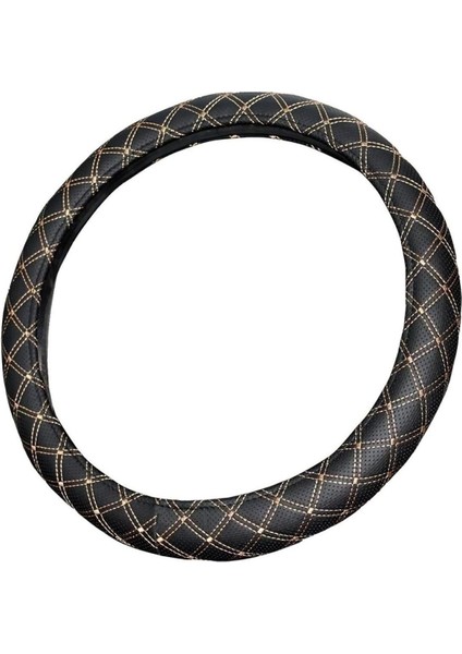 Direksiyon Kılıfı Siyah 42 cm Geçmeli Minibüs Hafif Ticari Bej Nakışlı