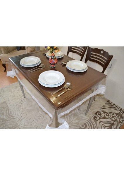 Beyaz Dantelli Şeffaf Pvc Masa Örtüsü 140X180 CM fiyatları