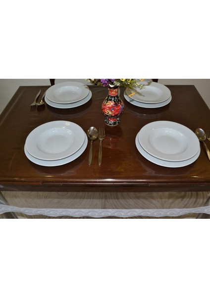 Beyaz Dantelli Şeffaf Pvc Masa Örtüsü 140X180 CM indirimleri