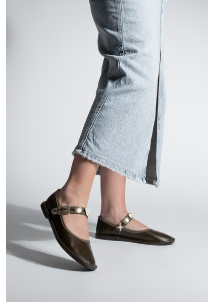 Kadın Bantlı Gold Tokalı Babet Semura Kahve fırsatları