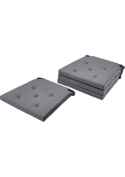 Justina Sandalye Minderi Gri 42 35X40X4 cm 4lü Yumuşak Konforlu Mutfak Yemek Odası Dekoratif Minder Seti