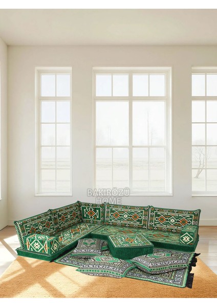 Şark Köşesi Takımı Yeşil Anadolu Modeli Koltuk Takımı Sünger Dahil 14 Parça