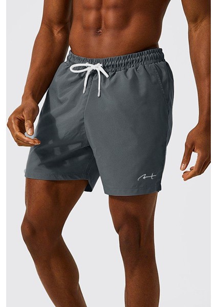 Cheısu Erkek Antrasit Astarlı Hızlı Kuruyan Cepli Plaj Deniz Şortu