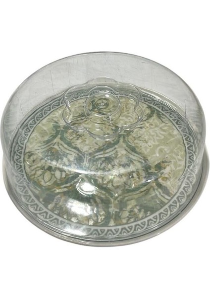 Çok Renkli Desenli Akrilik Kek Fanusu 29X11 Cm, Şık ve Hafif Sunum Malzemesi