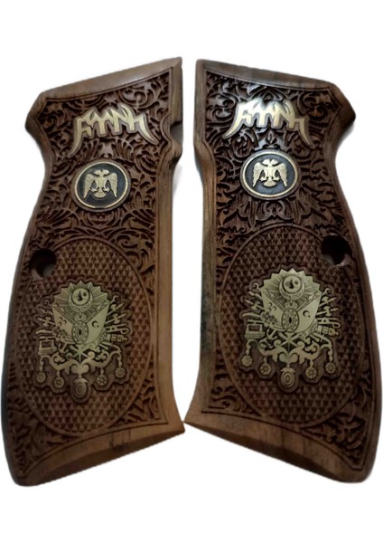 Cz 75 A B Serisi Canik 55 16 Lı Çek Kabze Ahşap Lazer Işlemeli Logolu
