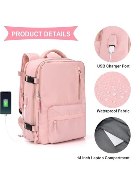Kadın Büyük Kapasiteli Çok Fonksiyonlu Sırt Çantası - Pembe (Yurt Dışından) modelleri