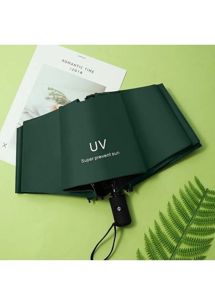 Mini Otomatik Uv Şemsiye 8 Kemikler 2023 Yaratıcı Güneş Koruyucu Vinil Koruma Şemsiye Kadınlar Için Renkli Üç Katlı Plaj Şemsii (Yurt Dışından)