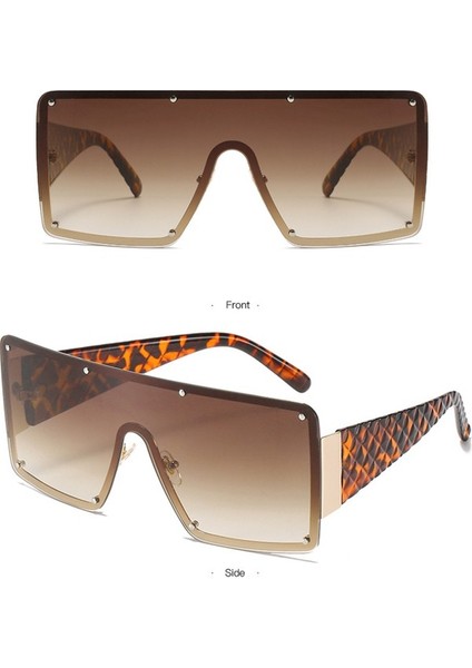 Büyük Boy Kare Güneş Gözlüğü Metal Çerçeve Tonları Retro Gradyan Vizör (Yurt Dışından) fiyatları