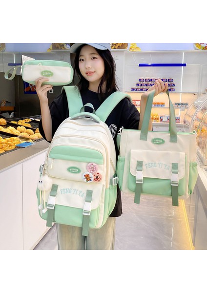 Yeni Çanta Kız Lise Öğrenci Iki Omuz Çanta Büyük Kapasiteli Üç Parçalı Omurga Hafif Sırt Çantası Kız (Yurt Dışından)