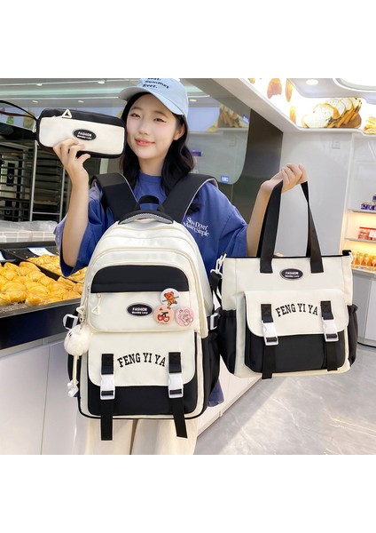 Yeni Çanta Kız Lise Öğrenci Iki Omuz Çanta Büyük Kapasiteli Üç Parçalı Omurga Hafif Sırt Çantası Kız (Yurt Dışından) modelleri