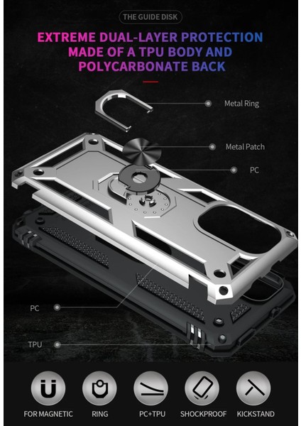 Xiaomi Poco F3 Kılıf Sofya Yüzüklü Silikon Kapak - Gümüş - LORCE6090-3875 indirimleri