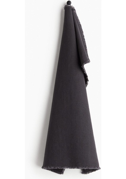 Gri Keten Karışımlı Püsküllü Kurulama Bezi, Şık ve Doğal Kullanım.