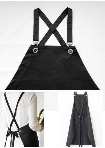 Siyah Mutfak Önlüğü, Aşçı, Garson, Masterchef Tarzı Şık ve Koruyucu Tasarım