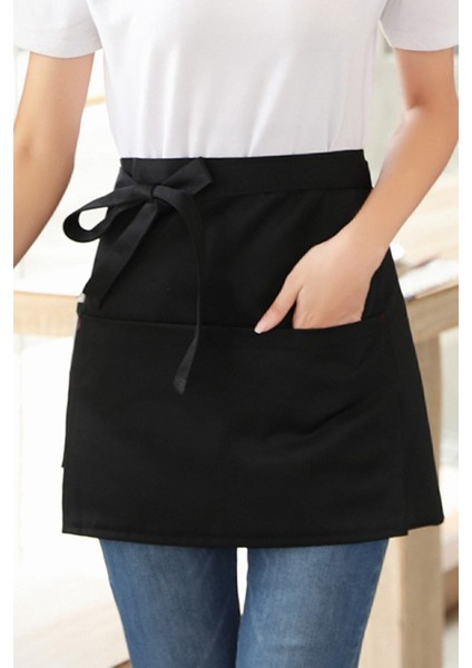 Siyah Nippy Garson Aşçı Mutfak Şef Yarım Bel Önlüğü, 3 Cepli, Leke Tutmaz fiyatları
