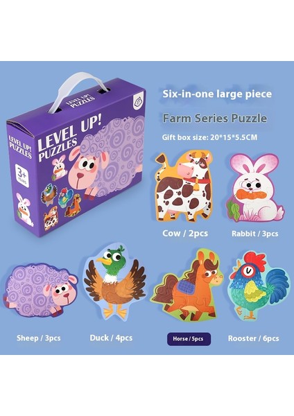 Çocuk 6'sı 1 Arada Büyük Parça Taşınabilir Hediye Kutusu Puzzle Aydınlanma Eğitici Oyuncaklar (Yurt Dışından)