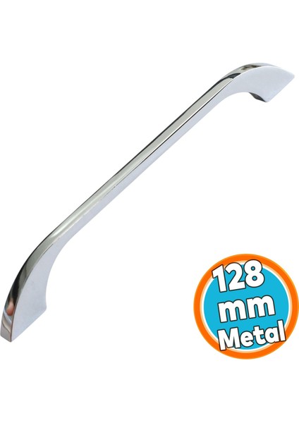 Metal Mobilya Mutfak Dolabı Çekmece Dolap Kulpları Kapak Kulpu Kulbu Kulp 128 mm Krom Renk