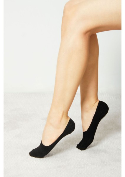 3'lü Siyah Viskon Görünmez Kadın Çorap