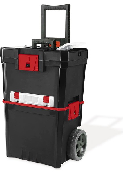 Tekerlekli Takım Çantası Plastik Organizer Bölmeli Kapaklı 2 Katlı Ikili Takım Sandığı Monoblok indirimleri