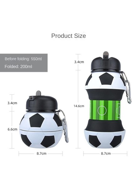 Öğrenciler ve Çocuklar Için Futbol Spor Su Şişesi Açık Silikon Katlanır Su Bardağı (Yurt Dışından)